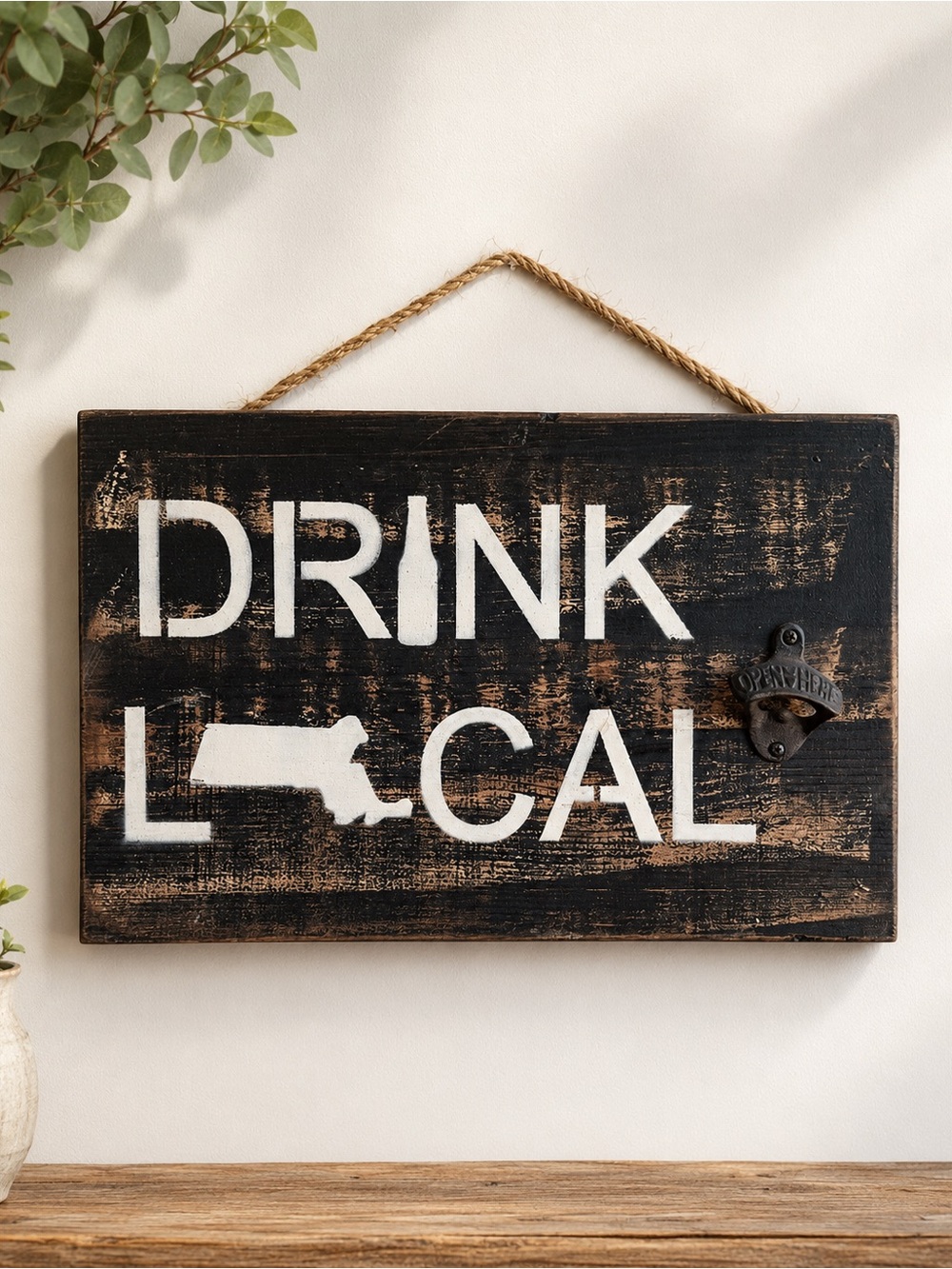 BUY NOW ♥️ Rustic 'Drink Local' Drink LoCAL Wall Sign / Bottle Opener